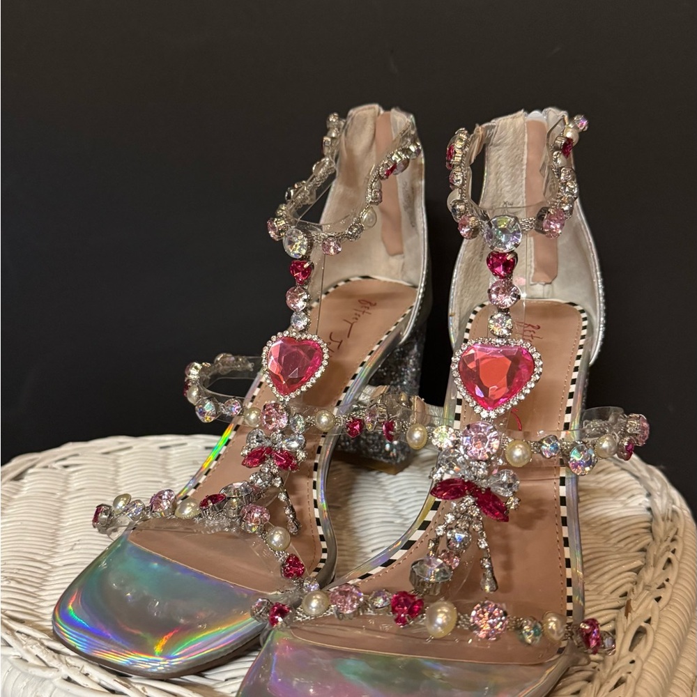 Betsey Johnson Holographic Jewel Heels New without box
